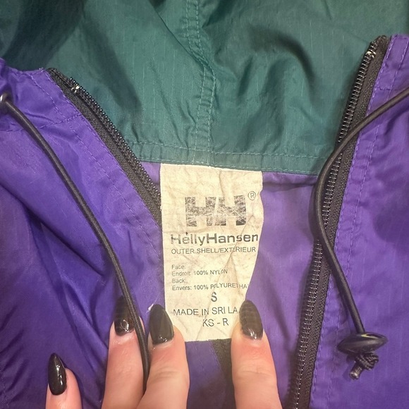 Vintage 90s Helly Hansen Windbreaker Jacket Women's Small - Purple Green Outdoor - Picture 3 of 7